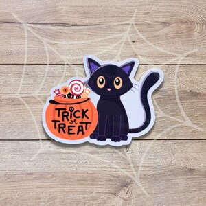 Halloween Cat Sticker | Glossy Finish | Halloween Sticker | Fall Sticker | Seasonal Sticker | Laptop Sticker | Spooky Cat Sticker, Black Cat