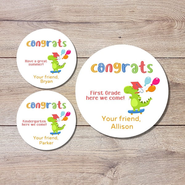 Personalized Kindergarten Graduation Stickers, Happy Graduation Label, End of School Party Treat Bag Sticker, Have a Great Summer Sticker