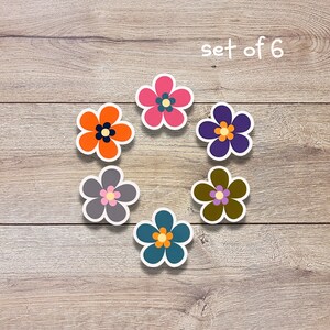 Fall Flowers Vinyl Sticker Set of 6, Flower Pack, 1