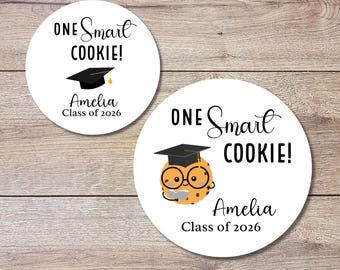 One Smart Cookie Graduation Stickers, Personalized Happy Graduation Labels, Custom Graduation Party Favor, Gift Bags Thank You Envelope Seal