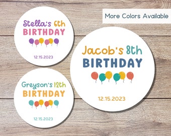 Personalized Happy Birthday Stickers, Goody Bag Stickers, Custom Birthday Label, Kids Birthday Balloon Stickers, Cute Birthday Stickers