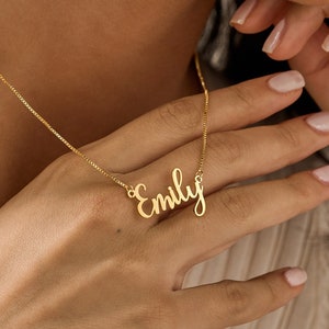 Dainty Gold Name Necklace with Box Chain, New Arrival Font Name Necklace by AnyaShopStudio, Custom Name Jewellery, Valentine's Gift for Her