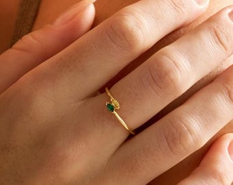 Custom 2 Marquise Birthstone Ring, Personalized Birthday Gift, Minimalist Stackable Ring, Couple Gift, Family Gift for Her, Christmas Gift