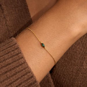 Minimalist Birthstone Bracelet, Tiny Single Birthstone Bracelet, Handmade, Personalized Jewllery, Birthday Gift for Her, Mother's Day Gift