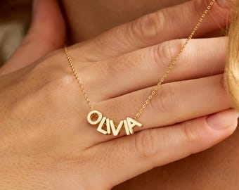 Custom 3D Initial Name Necklace, Personalized Letters Necklace, Women Charm Necklace, Birthday Gift, Best Friend Necklace, Teacher Gift