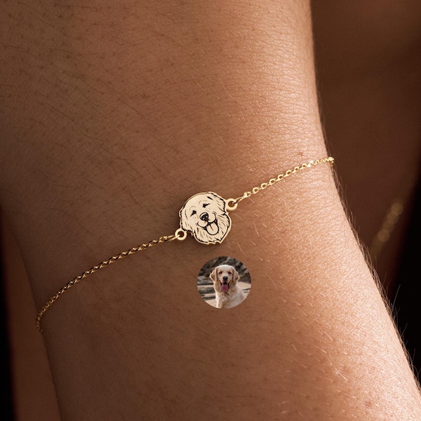 Braccialetto personalizzato con ritratto di animale domestico, braccialetto commemorativo per animali domestici, gioielli con foto di animali domestici personalizzati, animale domestico smarrito, gioielli per cani e gatti, regalo per la festa della mamma