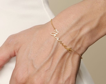 Personalised Minimalist Name Bracelet, Custom 18K Gold Name Bracelet, Handmade Name Jewelry, Personalised Gift for Her, Bridesmaid Gift