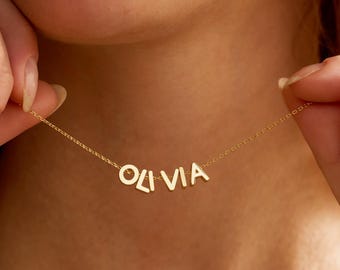 Custom 3D Initial Name Necklace, Personalized Letters Necklace, Women Charm Necklace, Birthday Gift, Best Friend Necklace, Teacher Gift