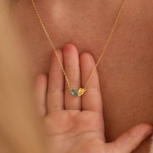 Tiny Heart Birthstone Necklace, Minimalist 2 Birthstone Necklace, Personalised Gemstones Jewellery, Birthday Gift for Her, Graduation Gifts