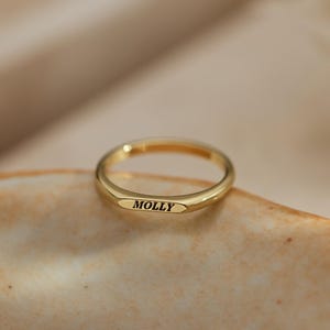 Custom Engraved Name Ring, Personalised Date Initial Ring, Gold  Stackable Ring, Anniversary Gift, Memorial Ring, Christmas Gift for Her