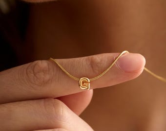 Custom Bubble Initial Necklace, Minimalist Bubble Letter Necklace, Personalized Charm Daily Jewelry, Birthday Gift for Her, Christmas Gifts