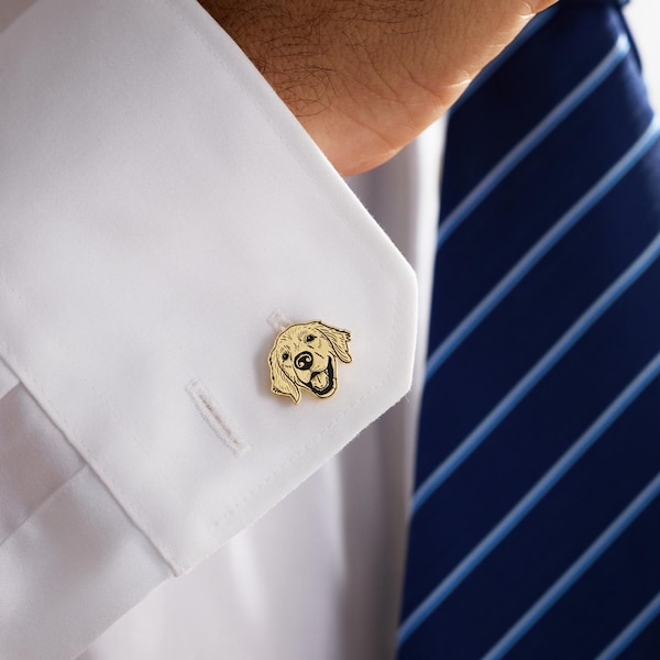 Custom Pet Portrait Cufflinks, Engraved Pets Cufflinks, Personalized Groom Gift, Fathers Day Gift, Anniversary Men Gift, Wedding Jewelry