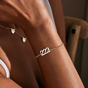 Bracelet numéro dangle personnalisé, 111, 444, 333, 222 Numéro dange spirituel, Bracelet numéro de chance, Cadeau danniversaire pour elle, Cadeau des mères image 1