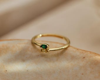 Custom 2 Marquise Birthstone Ring, Personalized Birthday Gift, Minimalist Stackable Ring, Couple Gift, Family Gift for Her, Christmas Gift
