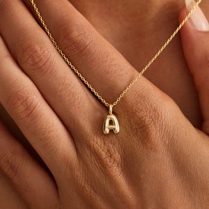 Custom Bubble Initial Necklace, Minimalist Bubble Letter Necklace, Personalized Charm Jewelry, Daily, Gift for Her, Christmas Gift