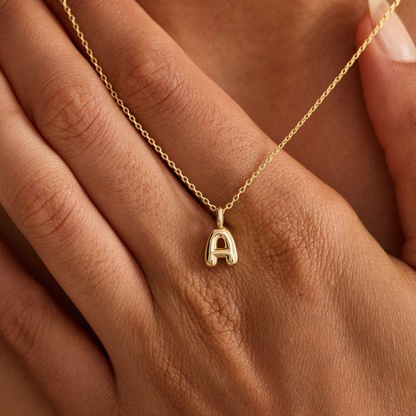 Collana iniziale con bolla personalizzata, collana con lettera a bolla minimalista, gioielli con ciondolo personalizzati, regalo quotidiano, regalo per lei, regalo per la festa della mamma