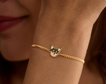 Personalized Pet Portrait Bracelet, Engraved Pet Lost Memorial Bracelet, Custom Dog & Cat Jewelry, Birthday Gifts, Christmas Gift for Her