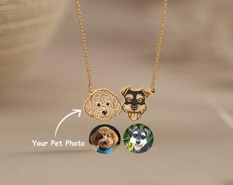 Custom Pet Portrait Necklace, Pet Memorial Jewelry, Pet Name Necklace, Engraved Necklace, Dog & Cat Necklace, Women Necklace, Gift for Her