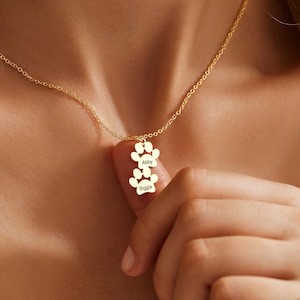 Anpassat halsband för tassavtryck, personligt halsband för små tassavtryck, minnesgåva för husdjur, tasssmycken för hundar, julklapp, present till mamma