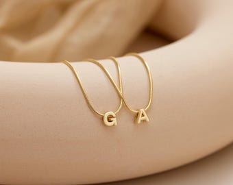 Custom Bubble Initial Necklace, Minimalist Bubble Letter Necklace, Personalized Charm Daily Jewelry, Birthday Gift for Her, Christmas Gifts