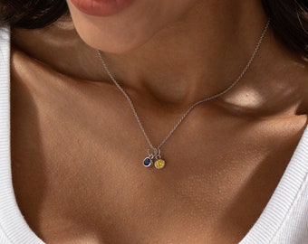 Personalized Family Birthstone Necklace, Custom Birthstone Jewelry, Minimalist Multiple Birthstone Necklace, Birthday Gift , Bridesmaid Gift