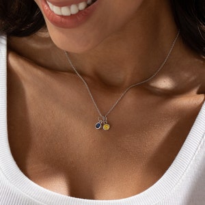Personalized Family Birthstone Necklace, Custom Birthstone Jewelry, Minimalist Multiple Birthstone Necklace, Birthday Gift, Bridesmaid Gift
