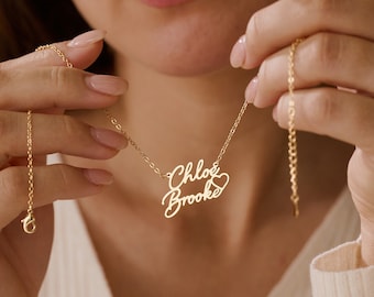 Gepersonaliseerde dubbele namen ketting met hart, aangepaste gouden naam ketting, paar ketting, moeders ketting, Moederdag cadeau