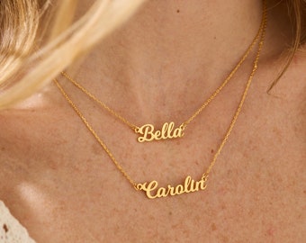 Collar de nombre en capas personalizado, collar de doble nombre, collar en capas, joyería personalizada con nombre de oro, regalo de cumpleaños para ella, regalo para mamá