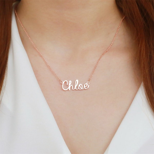 Personalized Rose Gold Name Necklace, Custom Name Necklace, Dainty Handmade Jewelry, Personalized Birthday Gift for Her, Bridesmaid Gifts