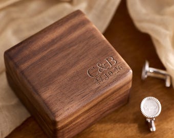 Personalized Wooden Cufflinks Box, Engraved Cufflinks Box, Special Anniversary Gift for Husband, Christmas Gift, Wedding Gift, Gift for Men