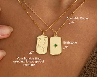 Personalized Signature Letter Necklace, Actual Handwriting Memorial Necklace, Keepsake Kids Painting Necklace, Engraved Jewelry Gift for Her