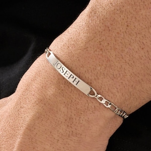 Fathers Day Gift • Personalized Mens Bracelet with Engraving • Custom Name Bracelet • 925 Sterling Silver Bracelet • Gift for Him • For Dad
