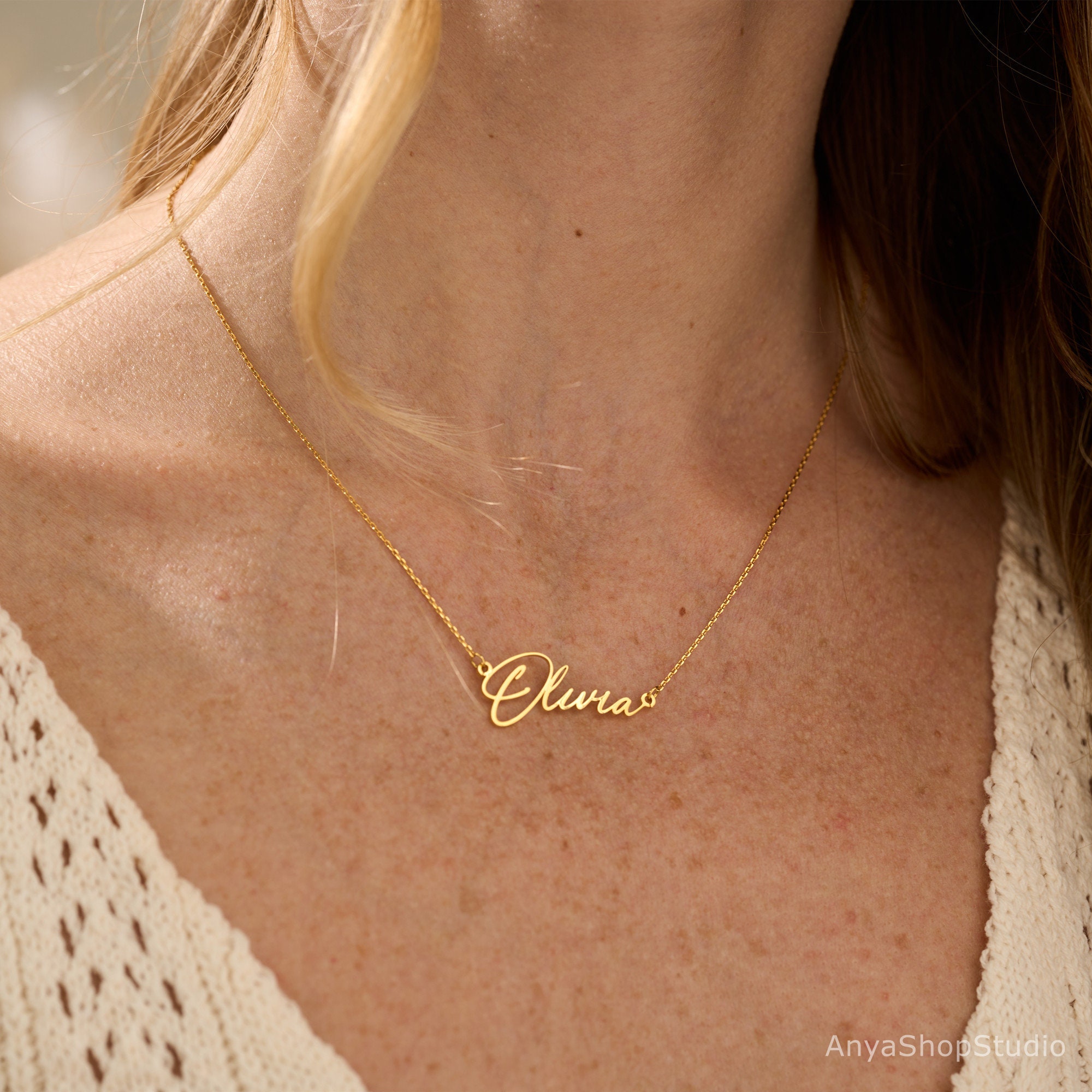 Benutzerdefinierte Namenskette, 18 Karat vergoldete Namenskette, personalisierte Namenskette, Geburtstagsgeschenk für sie, Muttertagsgeschenk, Geschenk für Mama