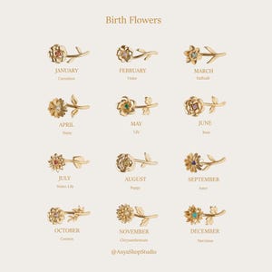 Elegant Birthflower-halsband med födelsesten, handgjorda guldsmycken, födelsedagspresent till henne, blomstersmycken, vardagshalsband, present bild 8