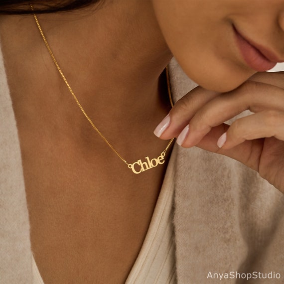 Custom block outlet name necklace