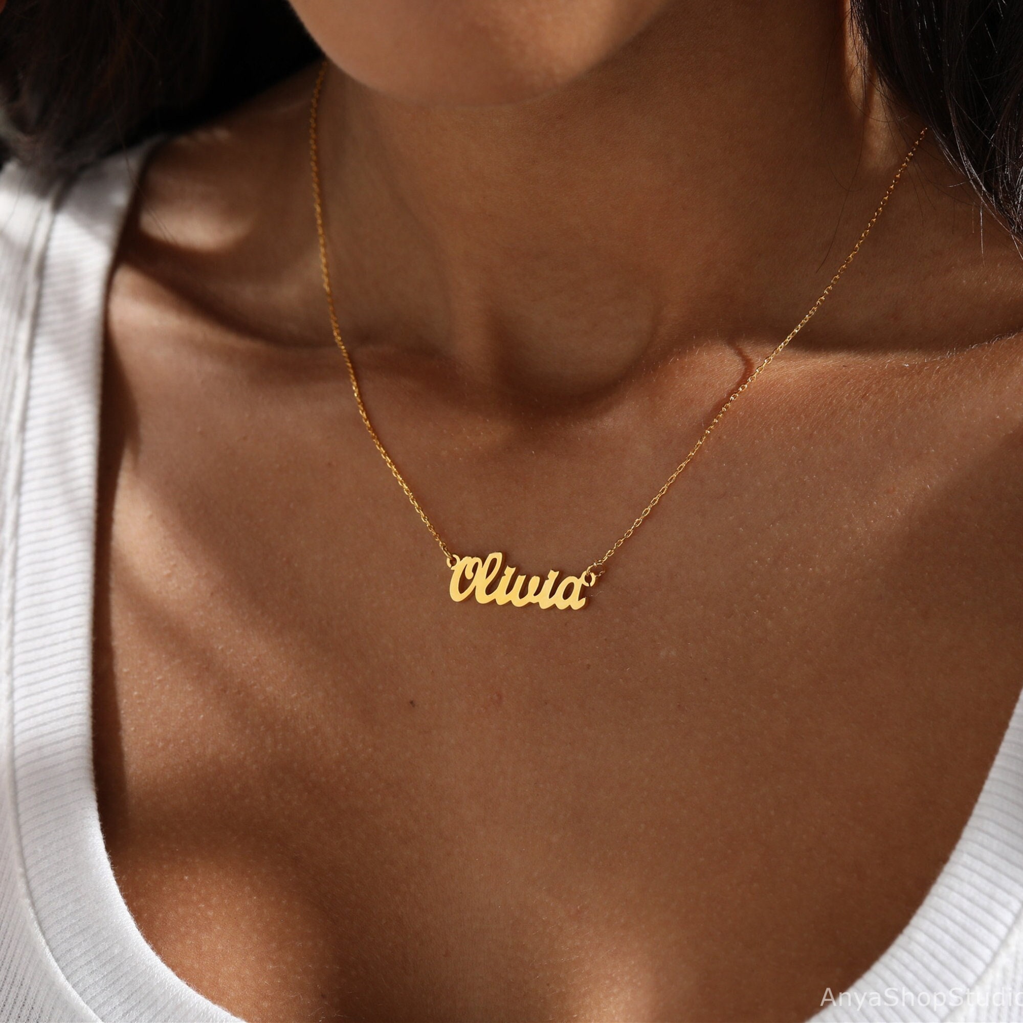 Gold plated name jewelry outlet
