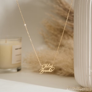 Personalized Double Names Necklace with Heart, Custom Gold Name Necklace, Couple Necklace, Mothers Necklace, Mothers Day Gift image 3