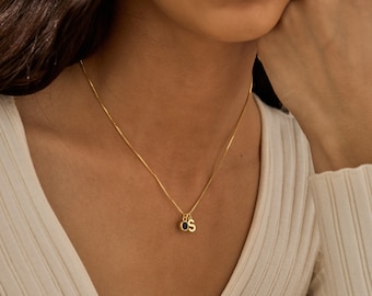 Personalized Initial Necklace with Birthstone, Gold Letter Necklace, Birthstone Necklace with box Chain, Birthday Gift, Christmas Gift