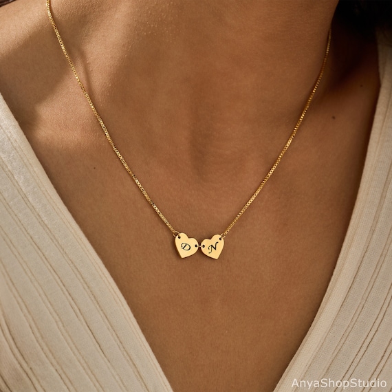2 initial necklace with heart discount