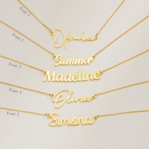 Custom Name Necklace in 18K Gold, Personalized Gold Name Necklace, Personalized Gift for Her, Birthday Gift, Gift for Mom