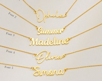 Custom Name Necklace in 18K Gold, Personalized Gold Name Necklace, Personalized Gift for Her, Birthday Gift, Gift for Mom