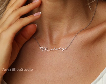 Personalized Minimalist Name Necklace, Custom Silver Name Necklace, Gold Name Jewelry, Gift for Her, Birthday Gift, Bridesmaid Gift
