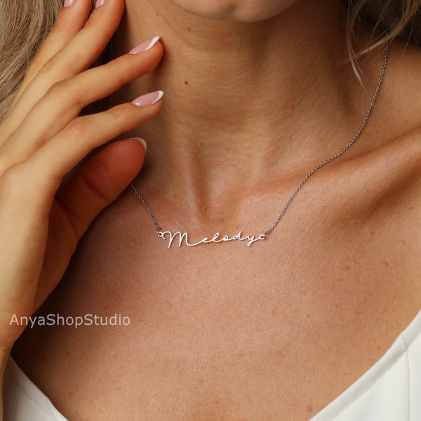 Personalised Minimalist Name Necklace, Custom Sterling Silver Name Necklace, Gold Name Jewelry, Gift for Her, Birthday Gift, Bridesmaid Gift