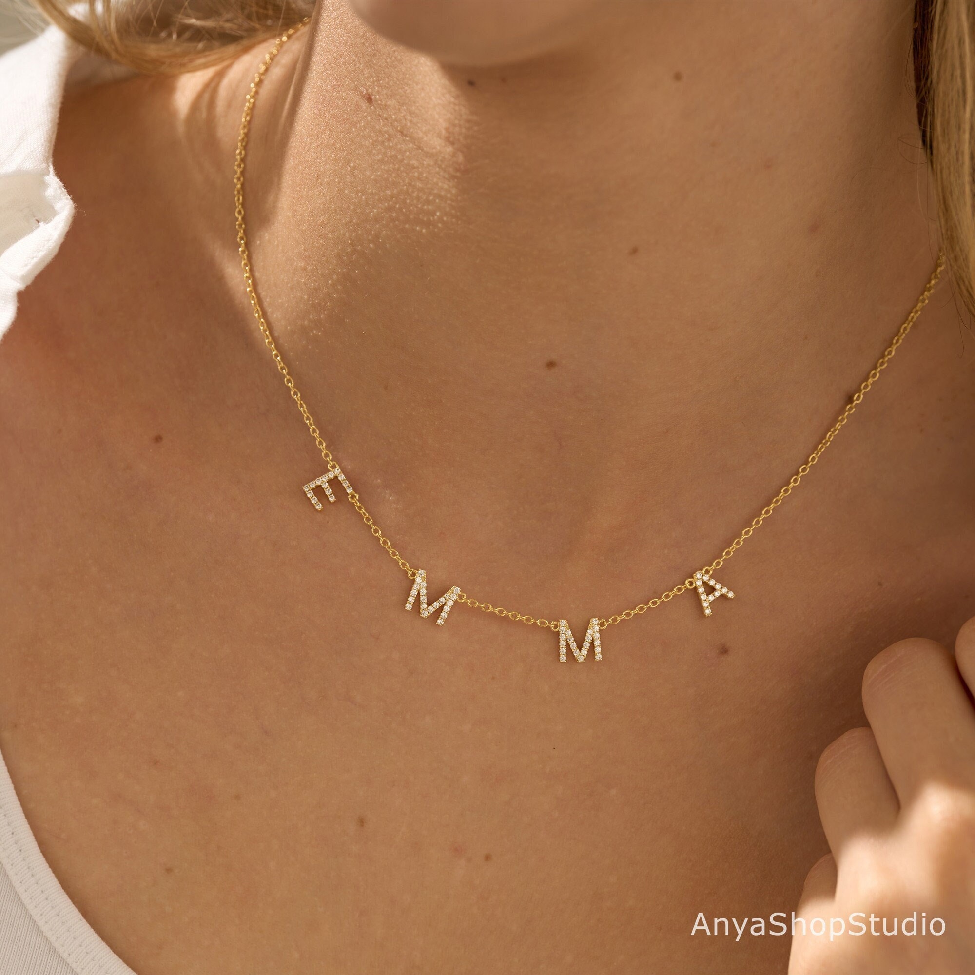 Diamond spaced shop letter necklace