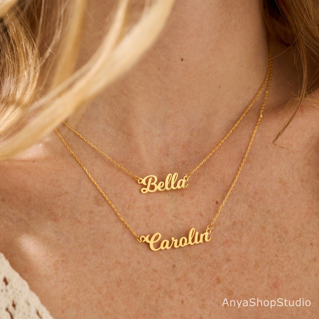 Custom Layered Name Necklace Double Name Necklace Layered Necklace Personalised Gold Name Jewellery Birthday Gift for Her Gift for Mom Etsy Canada