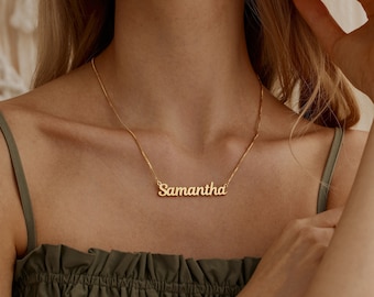 Personalised 18K Gold Plated Name Necklace with Box Chain, Custom Name Necklace, Dainty Name Jewelry, Birthday Gift for her, Christmas Gift