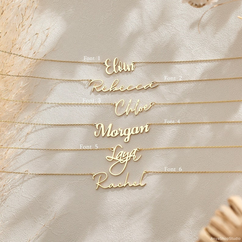 Dainty Name Necklace, Personalized Name Jewelry, Custom Gold Name Necklace, Mothers Necklace, Birthday Gift, Mothers Day Gift, Gift for Mom Bild 1
