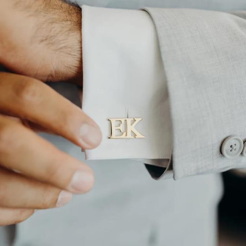 Personalized Name Cufflinks, Custom Sterling Silver Initial Cufflinks, Groomsmen gift, Groom Wedding Cufflinks, Valentine's day Gift for Him zdjęcie 6