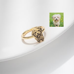 Custom Pet Photo Ring, Personalised Pet Portrait Ring, Your Pet Rings, Gold Dog Cat Ring, Anniversary Pet Ring, Christmas Gift