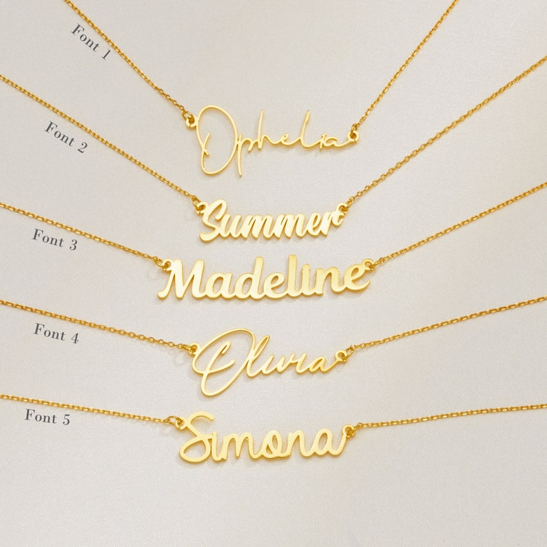 Collana con nome personalizzato, Collana con nome placcato oro 18 carati, Collana con nome personalizzato, Regalo di compleanno per lei, Regalo per la festa della mamma, Regalo per la mamma immagine 7